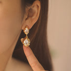 Designer Organic Shape Gold CZ Anti Tarnish Copper Drop Earrings Bulk