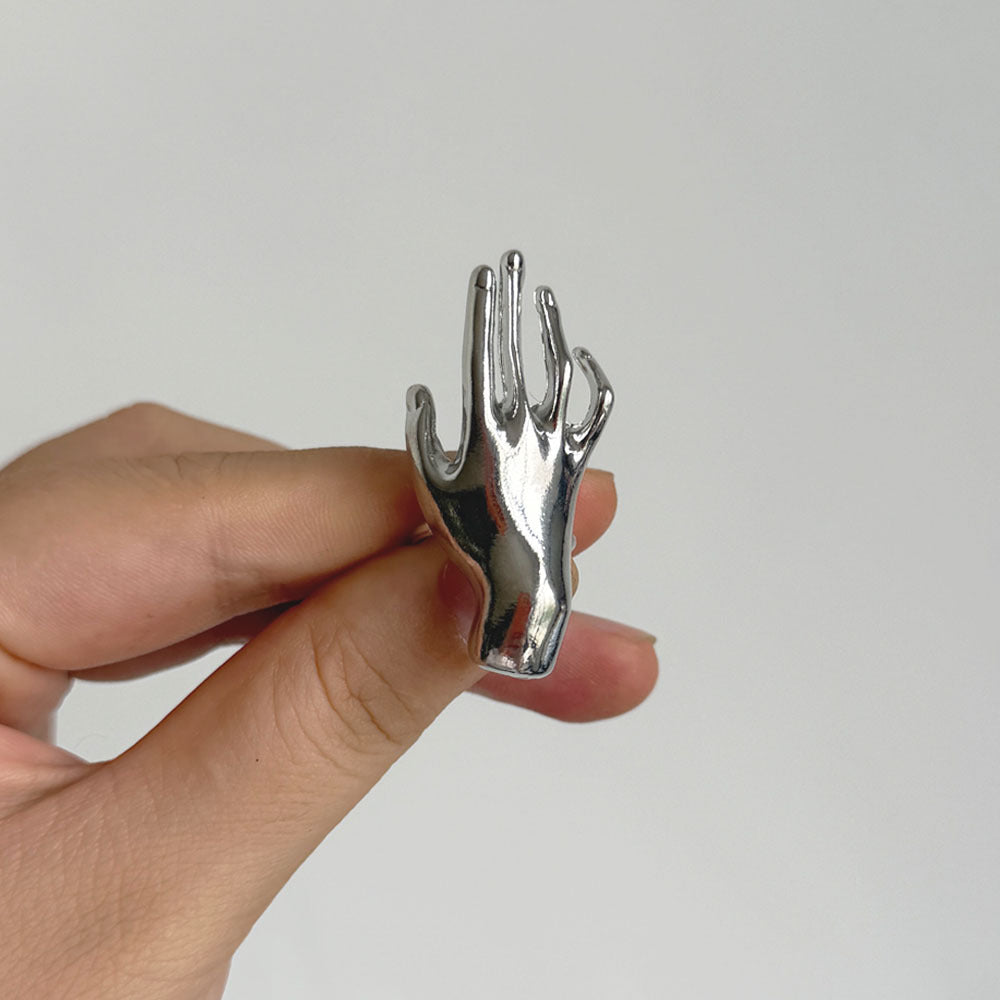 Designer Sculptural Hand Gold Silver Plated Cocktail Ring Wholesale