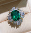 Cushion Drop Green Solitaire Silver Anti Tarnish Free Size Ring Bulk