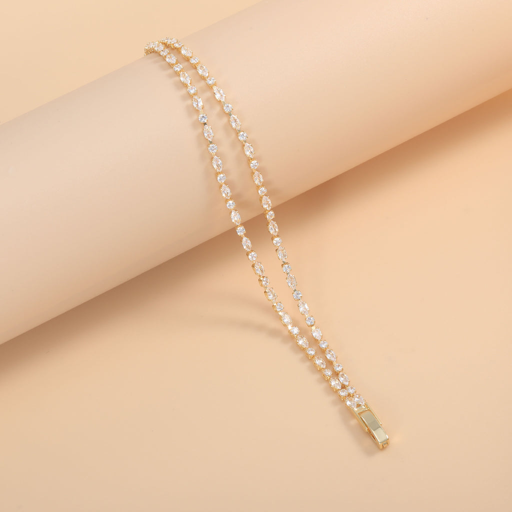 Bulk Layered Marquise Tennis Style Gold Silver CZ Copper Bracelet
