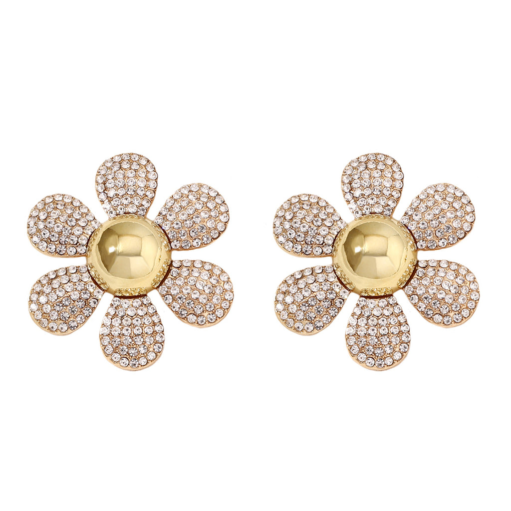 Rainbow Pearl Multi Rhinestone 18K Gold Stud Anti Tarnish Earring Bulk