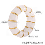 Glossy Multi Gold Resin Stainless Steel Stackable Bracelet Bulk