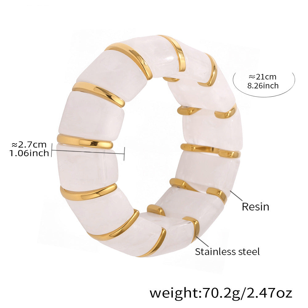 Glossy Multi Gold Resin Stainless Steel Stackable Bracelet Bulk