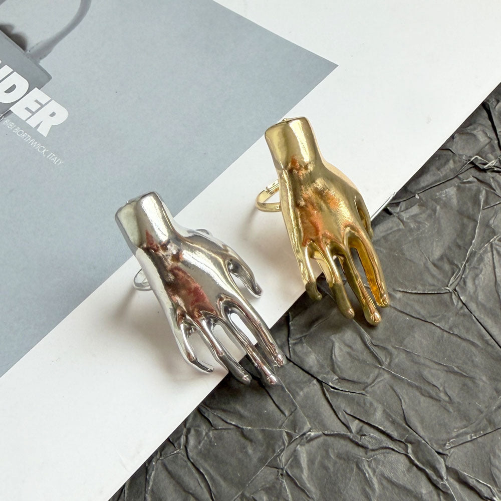 Designer Sculptural Hand Gold Silver Plated Cocktail Ring Wholesale