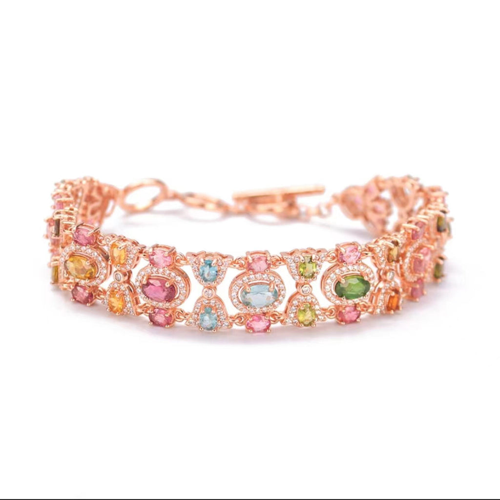 Floral Rose Gold Multi Anti Tarnish Cubic Zirconia Bracelet Ring Bulk