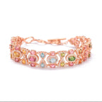 Floral Rose Gold Multi Anti Tarnish Cubic Zirconia Bracelet Ring Bulk