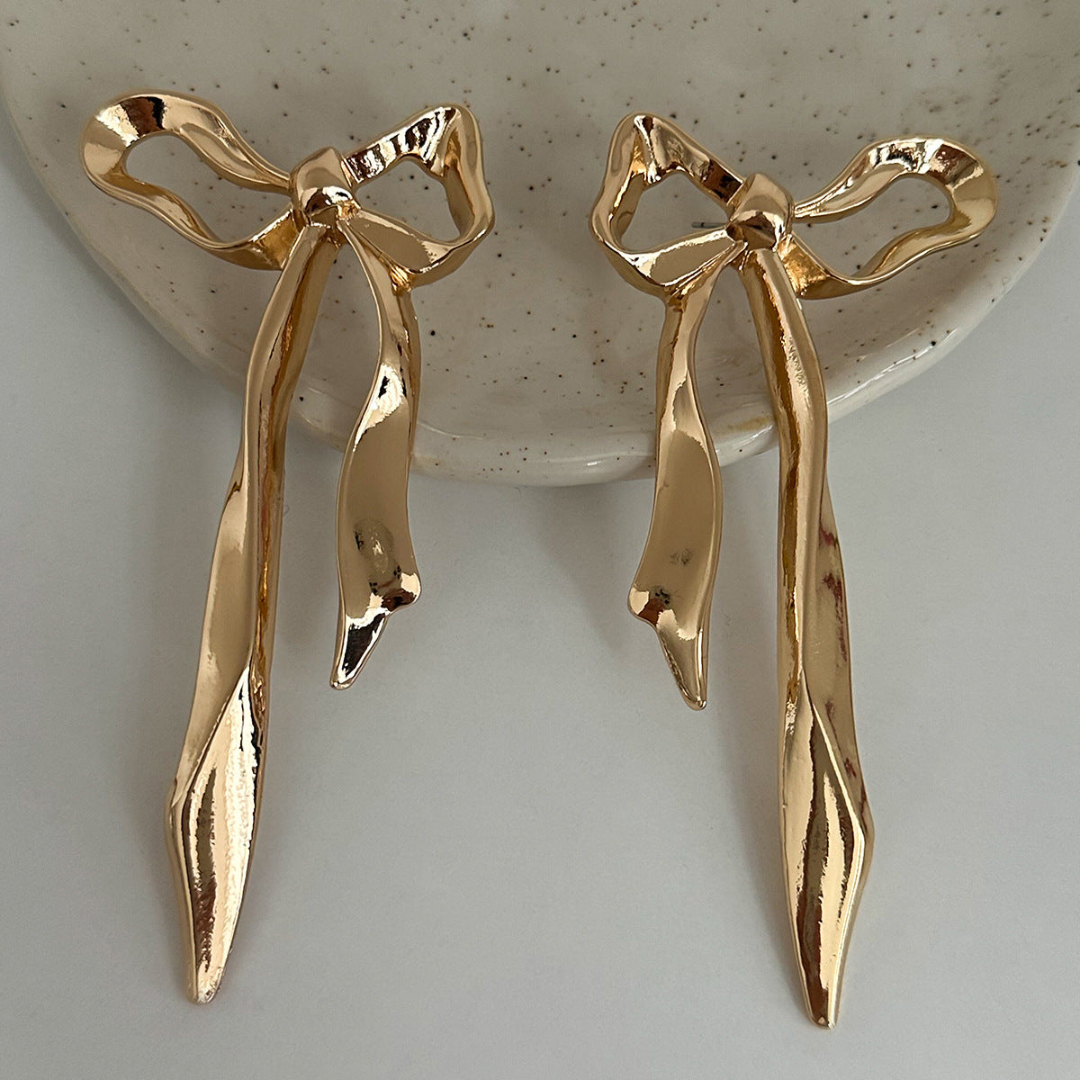 Bow 18K Gold Anti Tarnish Dangler Stud Earring For Women Bulk