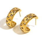 Moon Star Heart 18K Gold CZ Hoop Stainless Steel Earring Bulk