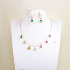 Designer Multi Color Gemstone Gold CZ Copper Necklace Earring Set Bulk