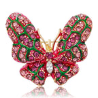 Pink Green Butterfly Gold Rhinestone Brooch For Women Bulk