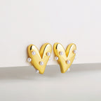 Heart Gold Plated Pearl Anti Tarnish Stainless Steel Stud Earrings Bulk