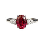 Luxury Oval Ruby Red Silver Plated CZ Solitaire Ring For Women Bulk
