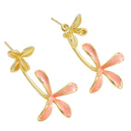 Trendy Petals Glossy Gold Enamel Anti Tarnish Copper Stud Earrings Bulk