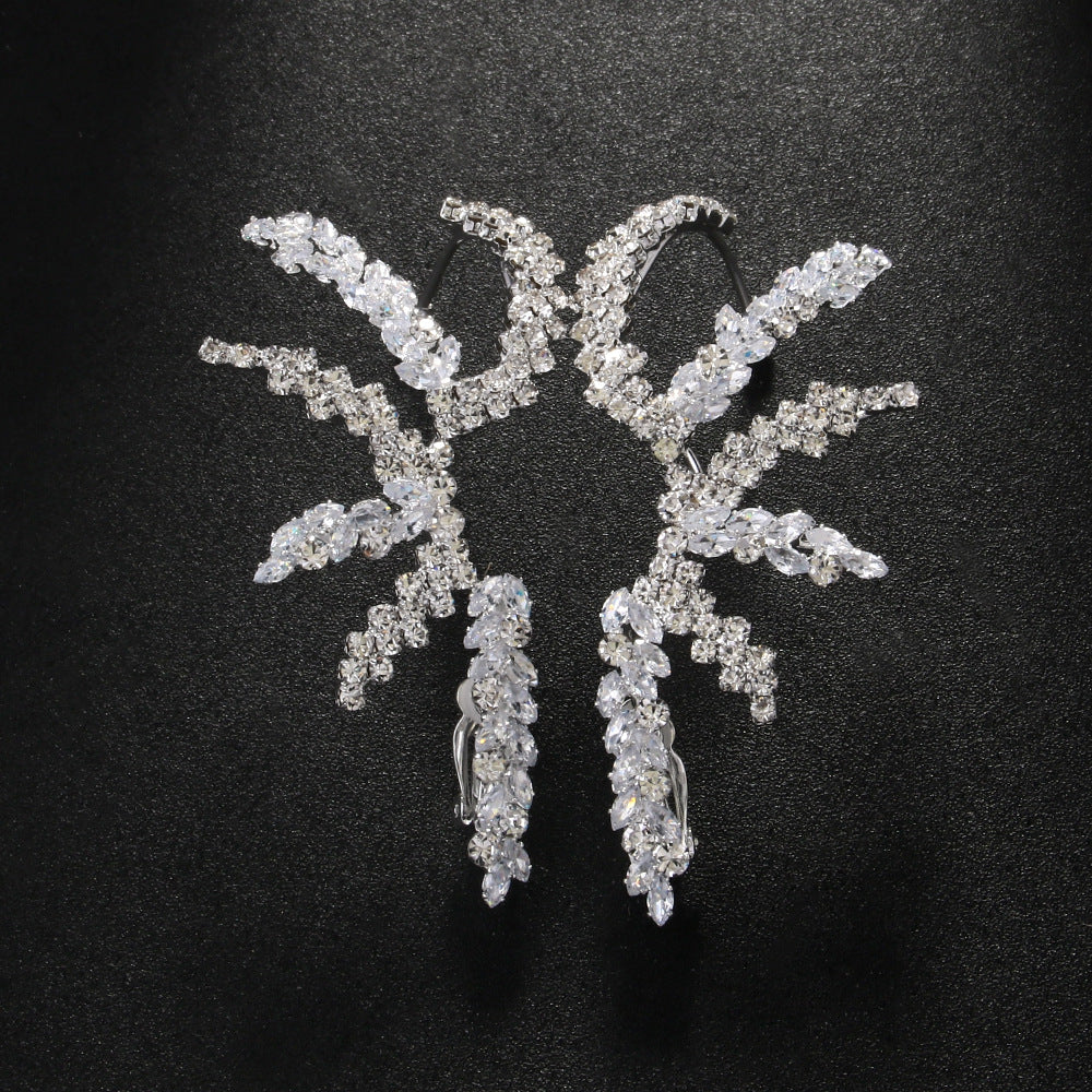 Geometric Rhinestones CZ 18K Gold Silver Ear Clips Earring Pair Bulk