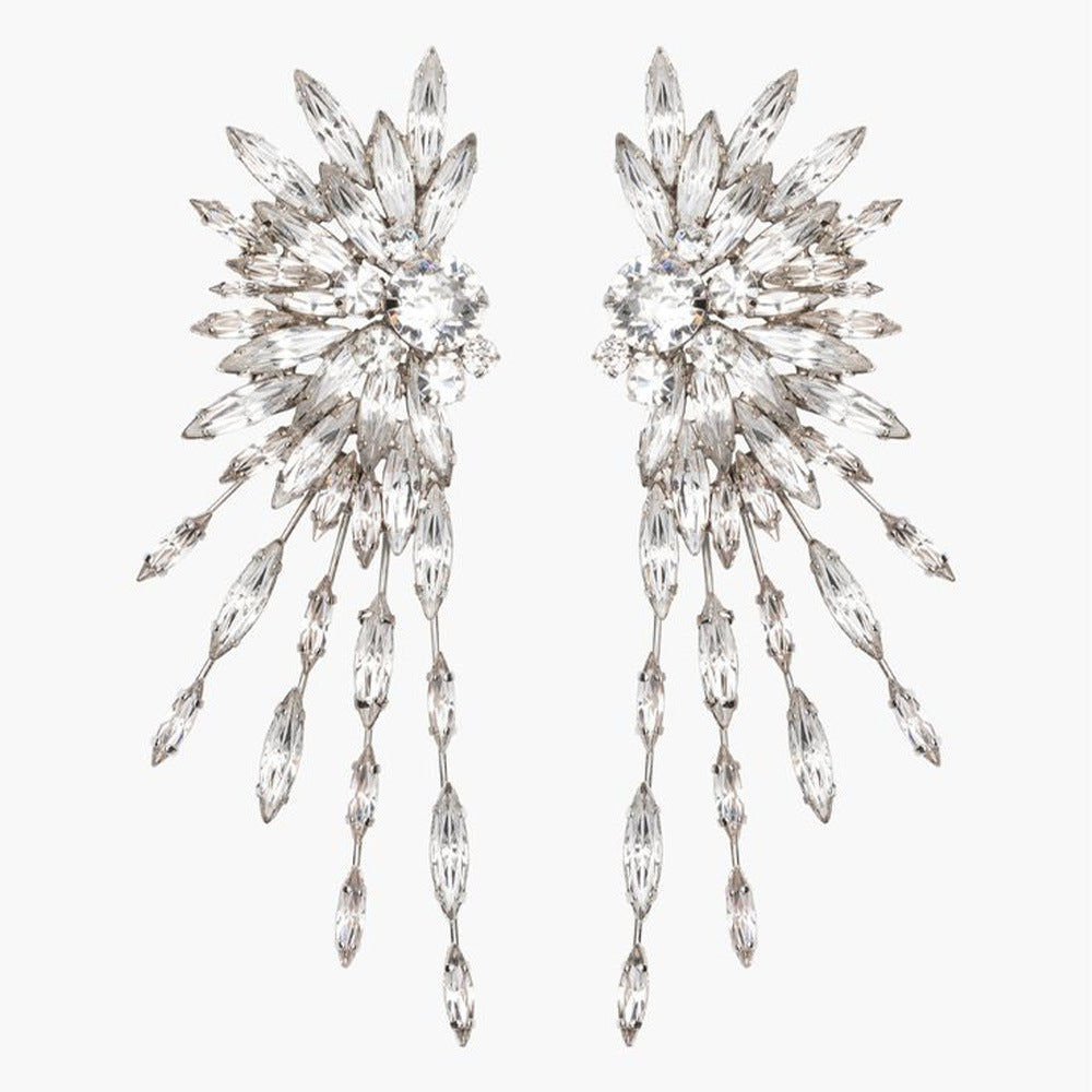 Sparkle Solitaire Rhinestone Silver Dangler Earring For Women