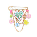 Multi Color Leaf Flower Gold Enamel Brooch For Women Bulk