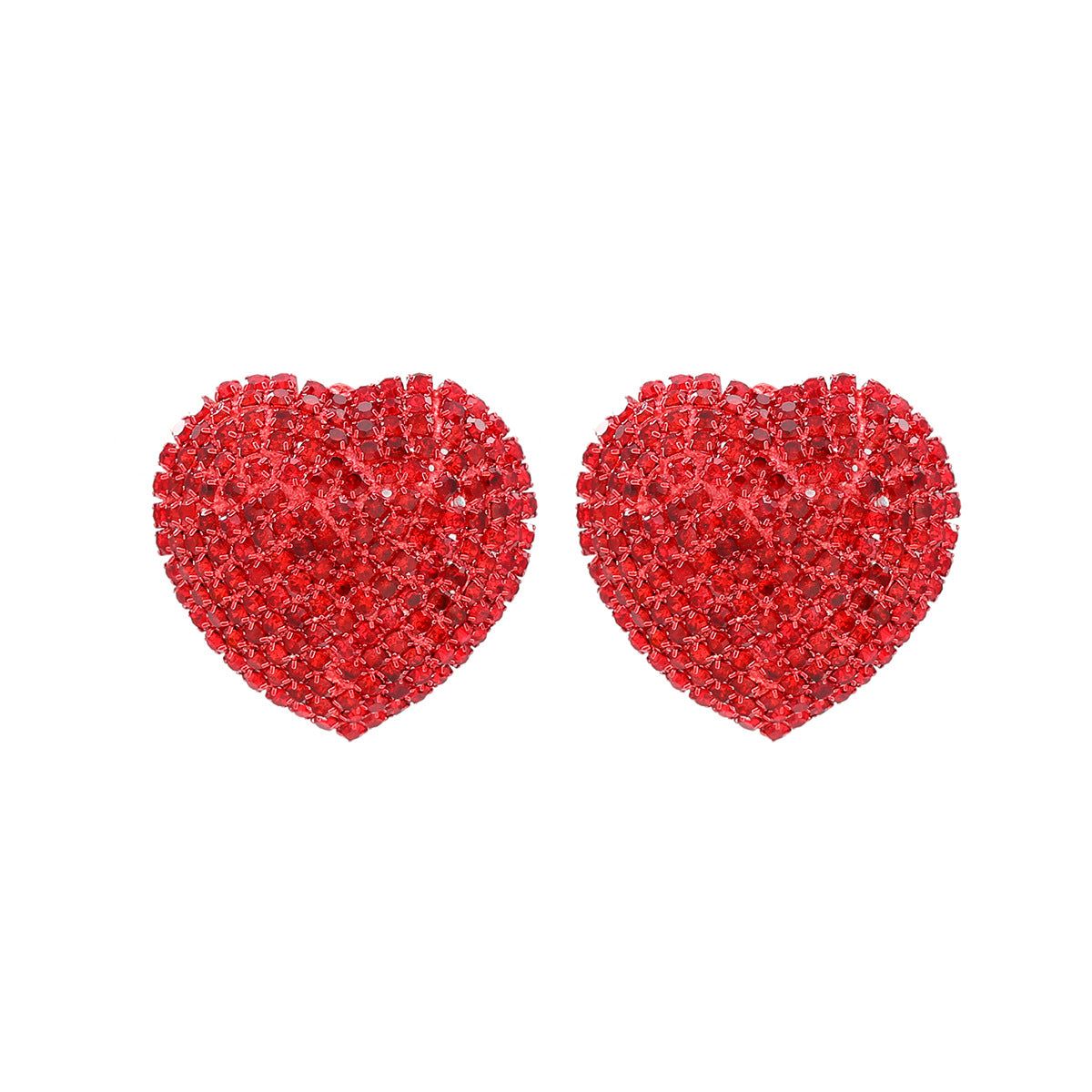 Heart Red Black Gold Silver Rhinestone Crystal Stud Earring Women Bulk