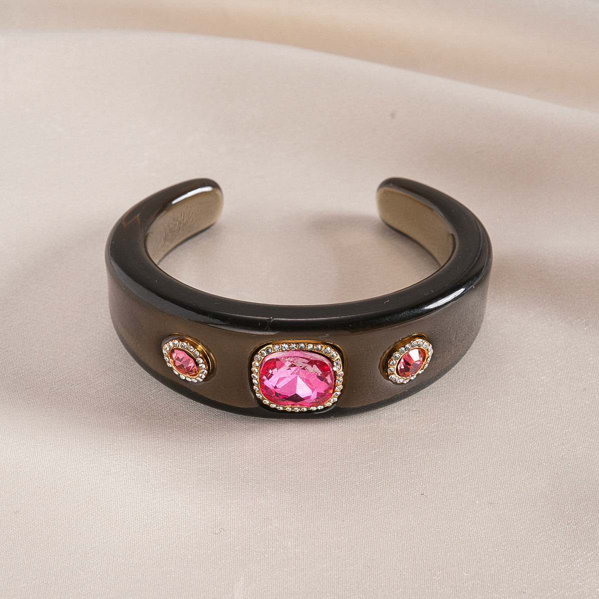 Multi Color Statement Chunky Gold Rhinestone Resin Bangle For Women Bulk