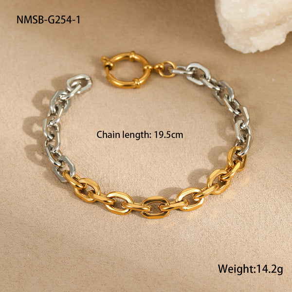 Two Tone Gold Silver Stainless Steel Anti Tarnish Link Bracelet Bulk Secondary image