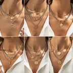 Designer Multi Layer Gold Silver Plated Charm Chain Necklace Wholesale