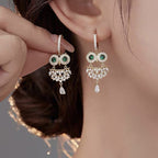 Owl Evil Eye CZ 18K Gold Anti Tarnish Hoop Drop Earring Bulk