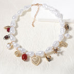 Heart Pearl White 18K Gold Plated Anti Tarnish Charm Necklace Bulk
