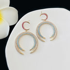 Pink Blue 18K Gold Plated CZ Anti Tarnish Dangler Earring Bulk