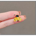 Yellow Red Bee Gold Cubic Zirconia Copper Anti Tarnish Brooch Women Bulk