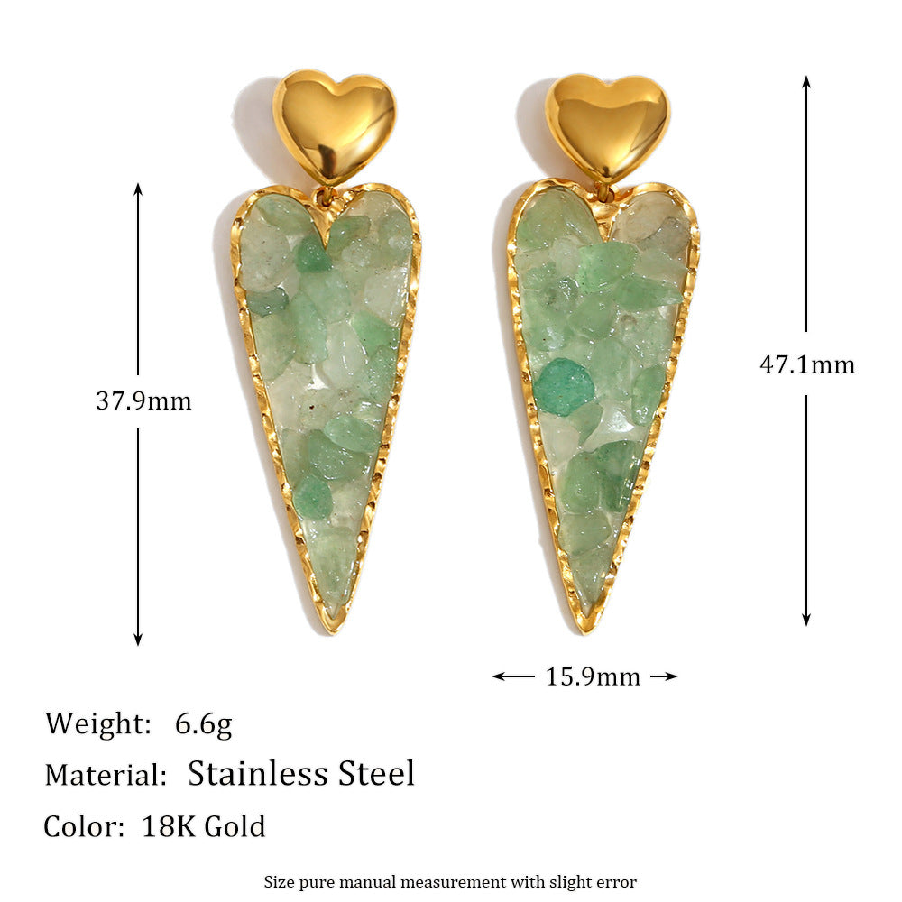Long Heart 18K Gold CZ Stainless Steel Dangler Earring Bulk