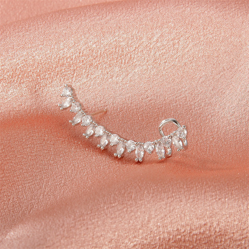 Elegant Floral Leaf Heart Gold Silver Rhinestone Left Ear Cuff Earrings Bulk