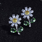 Daisy Flower Yellow Silver Solitaire Anti Tarnish Stud Earring Bulk