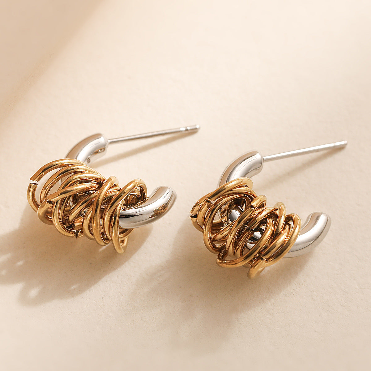 Gold Silver Modern Knot Anti Tarnish Copper Drop Earrings For Women Bulk