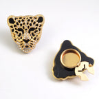 Wholesale Leopard Head Style Gold Silver Rhinestone Brass Button Cover