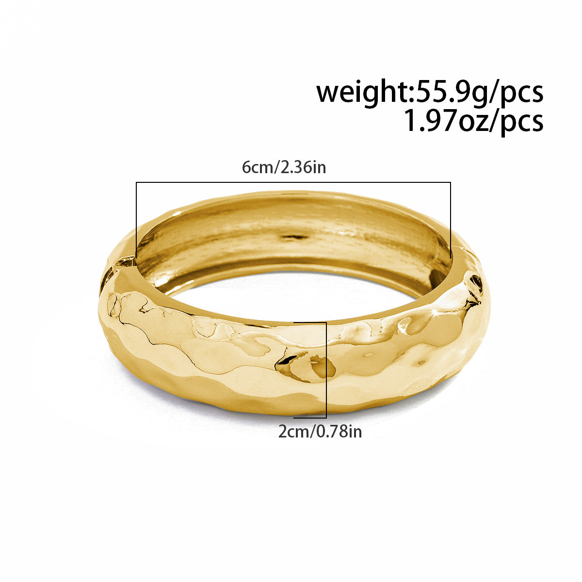 Beaten Finish 18K Gold Silver Anti Tarnish Kada Bangle Bracelet Bulk