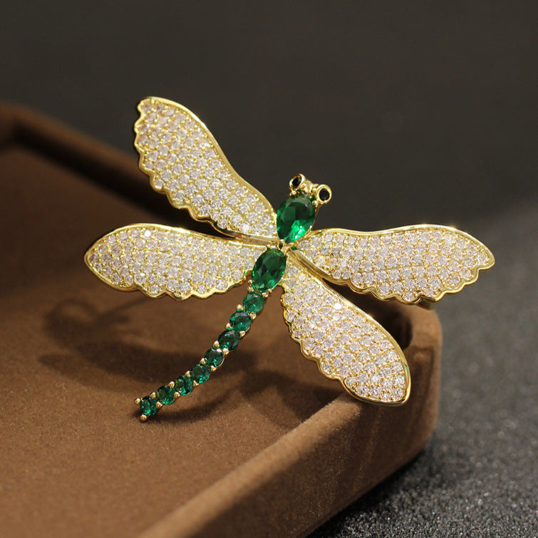 Green Butterfly Gold Cubic Zirconia Copper Brooch For Women Bulk
