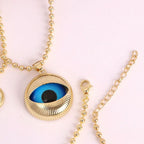 Blue Evil Eye Charm Gold Plated Anti Tarnish Copper Pendant Chain Bulk
