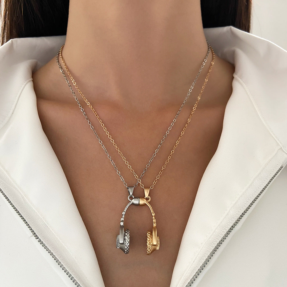 Elegant Headphone Gold Silver Plated Plain Alloy Pendant Chain Bulk