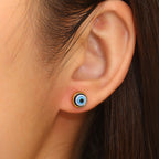 Evil Eye 18K Gold Stainless Steel Anti Tarnish Stud Earring Women Bulk
