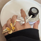 Big Flying Butterfly 18K Gold Silver Adjustable Ring For Women Bulk