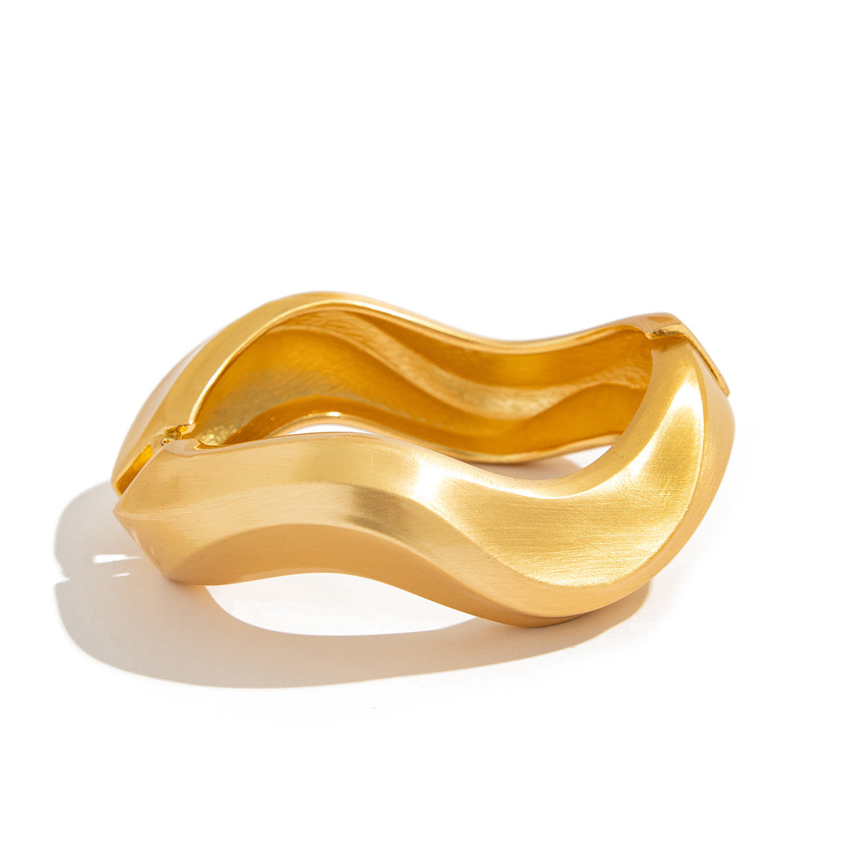 Matte Finish Wave 18K Gold Openable Kada Bracelet Pack Of 4 Women Bulk