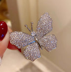 Gold Silver Butterfly Cubic Zirconia Copper Anti Tarnish Brooch For Women
