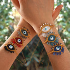 Multi Color Evil Eye Gold Beads Fabric Bracelet For Women Bulk