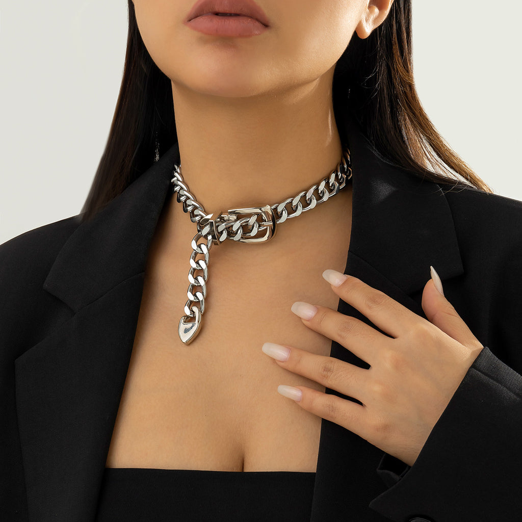 18K Gold Plated Anti Tarnish Curb Neck Belt Choker Necklace Women Bulk