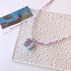 Blue Butterfly White Grey Beaded Silver Charm Necklace Women Kids Bulk