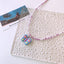 Blue Butterfly White Grey Beaded Silver Charm Necklace Women Kids Bulk