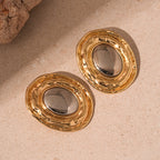 Bulk Oval Gold Silver Plated Dual Tone Alloy Statement Studs