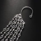 Long Multi-Layered Chain Rhinestones Silver Ear Cuff Earring Bulk