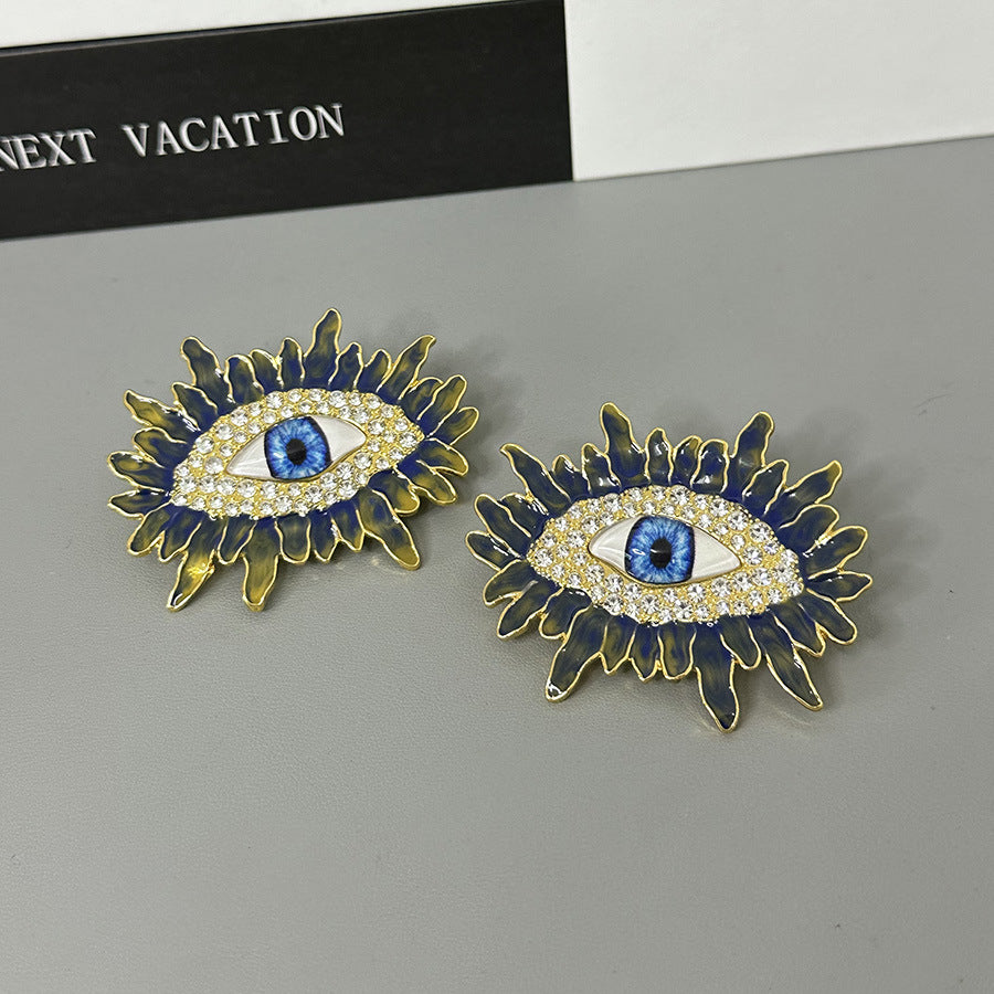 Shadow Eyelash Evil Eye CZ 18K Gold Black Stud Earring Bulk