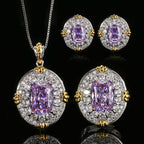 Elegant Round Shape Gold Plated CZ Copper Necklace Combo Set Wholesale