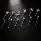 Star Moon Rhinestone Silver Hair Clips Hair Accessories For Women